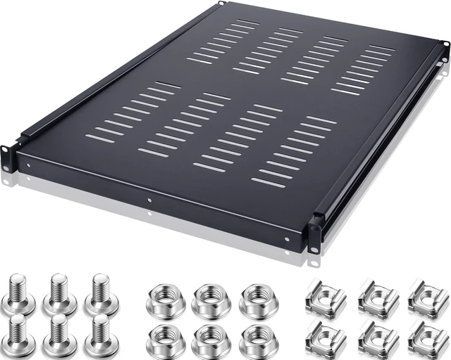 Alt view image 7 of 12 - Hortsun 1U Adjustable Rack Mount Shelf Vented Server Rack Drawer 175 lbs 27.5 to 38 Inch Adjustable Mounting Depth Blanking Panel Kit Universal Tray for 19 Inch AV/Network Equipment, Black(1 Piece)
