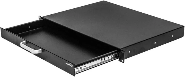 Alt view image 5 of 7 - Navepoint Rack Mount Drawer for 19-Inch Server Cabinet Case Or DJ with Lock and Key 1U Black