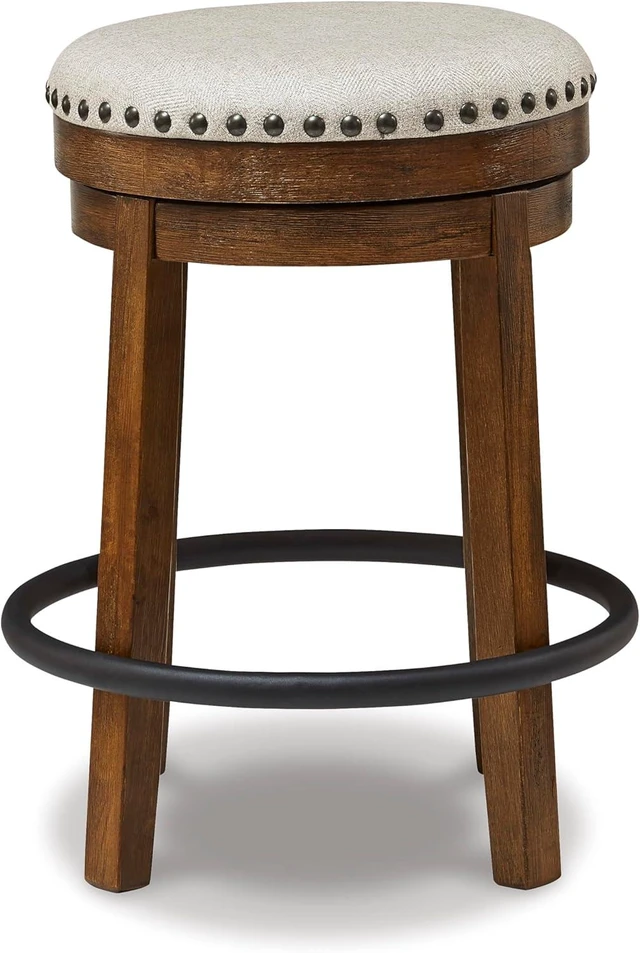 Alt view image 11 of 14 - Signature Design by Ashley Valebeck 24" Counter Height Upholstered Swivel Stool, Brown & Black