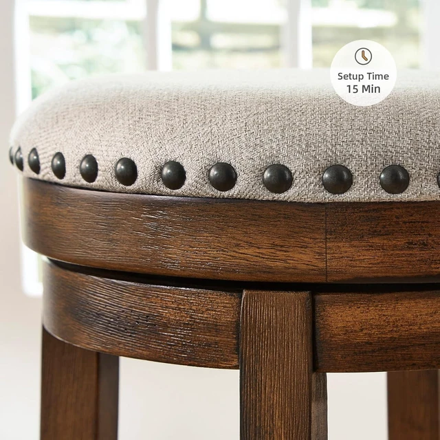 Alt view image 14 of 14 - Signature Design by Ashley Valebeck 24" Counter Height Upholstered Swivel Stool, Brown & Black
