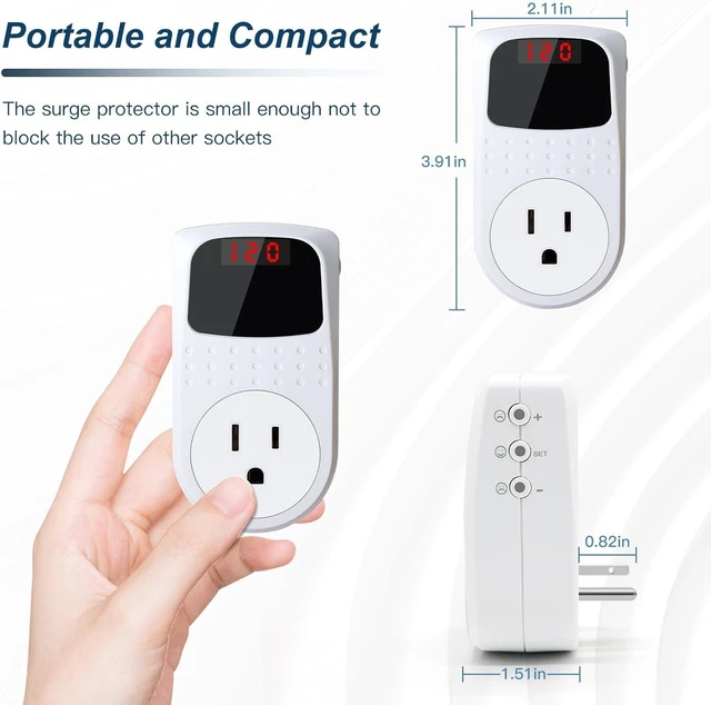 Alt view image 11 of 14 - BSEED Surge Protector Outlet, Voltage Regulator, Surge Protector for Refrigerator/TV/PC/Home Appliance, Wall Tap Adapter, Space Saving Design, LED Display Screen, Adjustable,120V, 15A, 1800W, 1 Pack