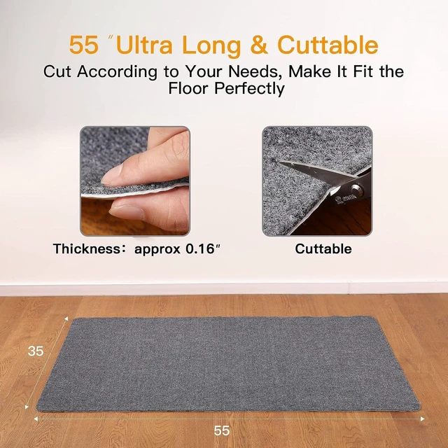 Alt view image 11 of 14 - Office Chair Mat for Hardwood & Tile Floor, 55"x35" Computer Gaming Rolling Chair Mat, Under Desk Low-Pile Rug, Large Anti-Slip Floor Protector for Home Ofiice(Dark Gray)