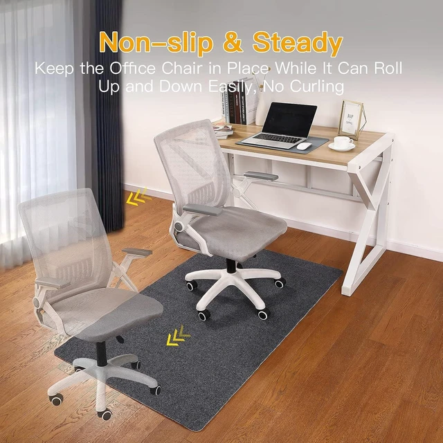 Alt view image 10 of 14 - Office Chair Mat for Hardwood & Tile Floor, 55"x35" Computer Gaming Rolling Chair Mat, Under Desk Low-Pile Rug, Large Anti-Slip Floor Protector for Home Ofiice(Dark Gray)