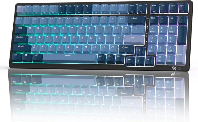 Alt view image 8 of 14 - RK ROYAL KLUDGE RK98 Wireless Mechanical Keyboard, Triple Mode 2.4G/BT5.1/USB-C Hot Swappable Keyboard with Number Pad, Pre-lubed Linear Switches RGB Backlit Gaming Keyboard, Software Support