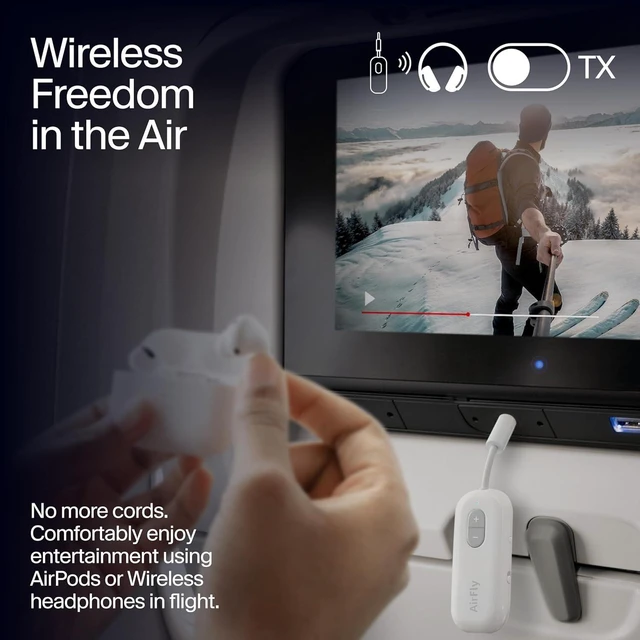 Alt view image 13 of 14 - Twelve South AirFly SE | Bluetooth Wireless Audio Transmitter Adapter for AirPods/Headphones, 20+ Hr Battery, Works with 3.5mm aux Jacks on Airplanes, TVs, Gym Equipment, and Travel