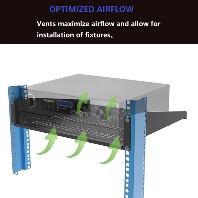 Alt view image 11 of 14 - JINGCHENGMEI 2U Vented Server Rack Shelf- Deep Adjustable Universal Rack Mount Cantilever Tray for 19" Network Equipment Rack & Cabinet,16 inches Deep, Black (2U16Inch)