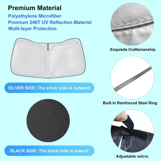 Alt view image 12 of 14 - Windshield Sun Shade for Ford F-150 2015-2025 Window Sun Visor Protector Ford F150 Lariat, King Ranch, Platinum, XL XLT Limited Raptor Accessories Foldable Sunshade Blocks UV Rays Keep Your Car Cooler