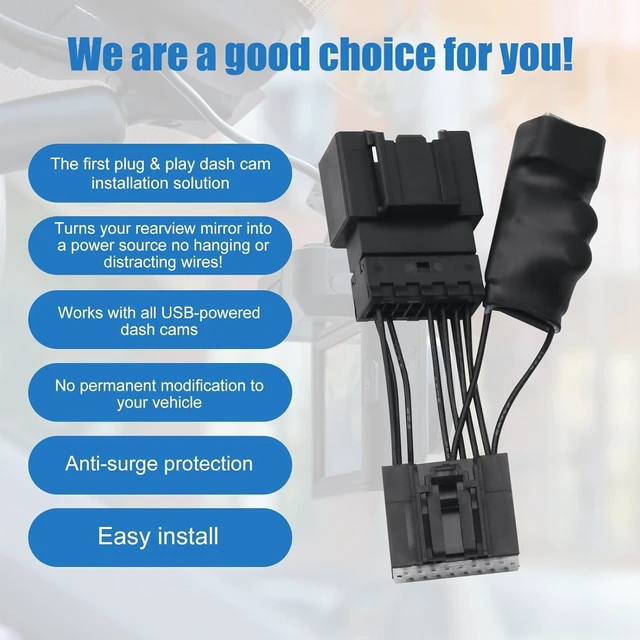 Alt view image 11 of 12 - GPS Dash Cam Power Adapter (16-pin Type A) for Select Ford F150/F250/F350 Explorer Bronco and More Connects to Rearview Mirror