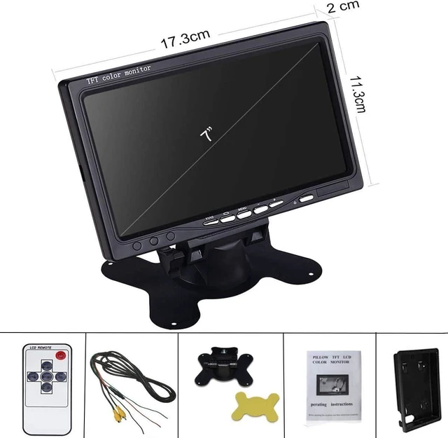 Alt view image 13 of 14 - Vehicle On-Dash Backup Monitor, 7" Digital HD Car TFT LCD Color Screen Display with 2 Video Input for Rear View Camera