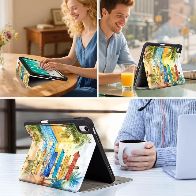 Alt view image 13 of 14 - Vimorco for iPad 10th/(A16) 11th Generation Case, for iPad Case 11th/10th Generation Pencil Holder Fit iPad Cases 11th/10th Gen 4 Viewing Angles, Typing Stand, Auto Wake/Sleep, Slim, Beach Road Sign