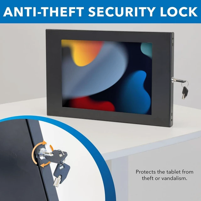 Alt view image 12 of 14 - Mount-It! Anti-Theft Tablet Kiosk Wall Mount Compatible with iPad 10, 9, 8, Pro 10.5, Air 10.5, Locking Kiosk for iPad, Low-Profile Steel Security Tablet Wall Mount, Black
