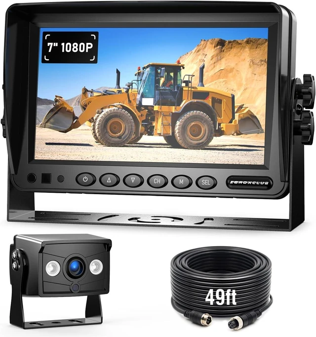 Alt view image 8 of 14 - 7" 1080P Wired Rear View Backup Camera System, Dual Split Screen IP69K Waterproof Reverse Camera, Vibration-Proof 10G for Tractor, Truck, Trailer, Combine, Heavy Equipment, BH701