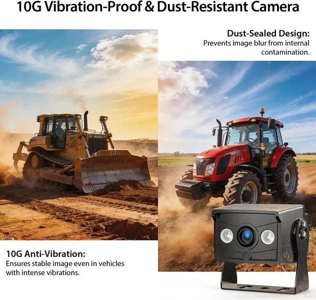 Alt view image 11 of 14 - 7" 1080P Wired Rear View Backup Camera System, Dual Split Screen IP69K Waterproof Reverse Camera, Vibration-Proof 10G for Tractor, Truck, Trailer, Combine, Heavy Equipment, BH701