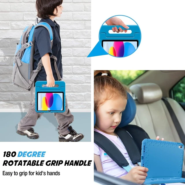 Alt view image 11 of 14 - ProCase Kids Case for iPad A16 11th Generation 2025/iPad 10th Generation 2022 with Pencil Holder, iPad 11/10 Case Shockproof Lightweight Cover with Stand Convertible Handle for Children -Blue