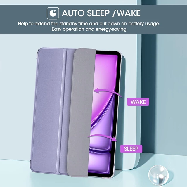 Alt view image 10 of 14 - ProCase for iPad Air 13 Inch Case M3 2025/M2 2024, Slim Smart Cover iPad 13 Air M3 M2 Case with Translucent Hard Shell Back, Supports Touch ID, Auto Wake/Sleep -Purple