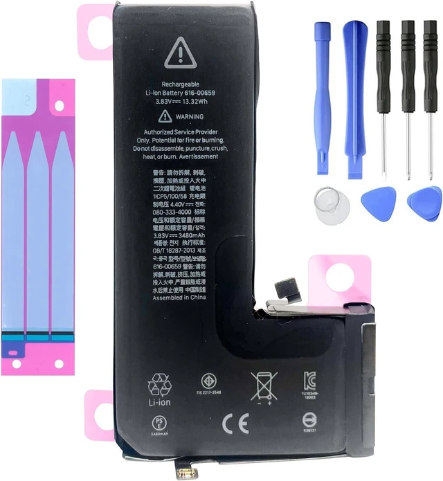 Alt view image 8 of 14 - 3.83V 13.32Wh 3480mAh 616-00659 Laptop Battery Compatible for iPhone 11 Pro A2215 A2160 A2217 with Installation Tools