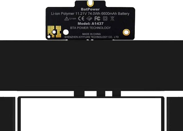 Alt view image 9 of 12 - BatPower A1437 Replacement Laptop Battery for Apple Late 2012 Early 2013 MacBook Pro 13-inch Retina A1425 EMC 2557 EMC 2672 Battery MacBook Pro 13" A1425 Apple A1437 Battery 74Wh