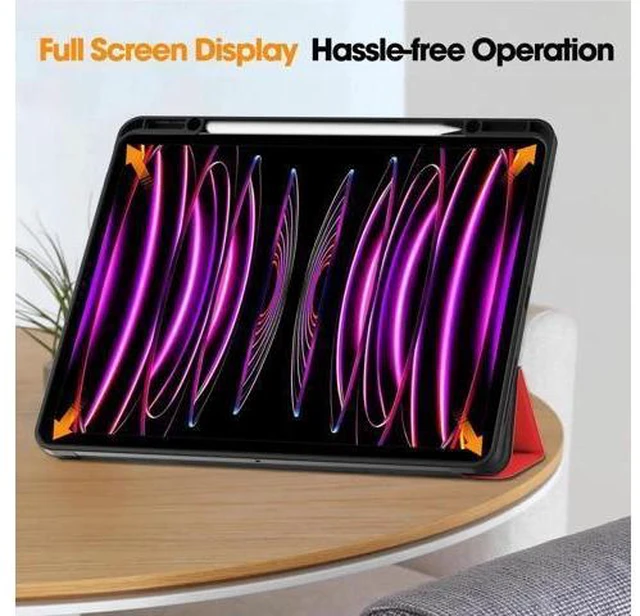 Alt view image 10 of 14 - Case for iPad Pro 12.9 Inch 2022/2021/2020/2018 (6th/5th/4th/3rd Gen), Slim Smart Stand Cover Protective Cover with Pencil Holder, Stand, Universal Stylus Pen,Support Pencil Charging Red