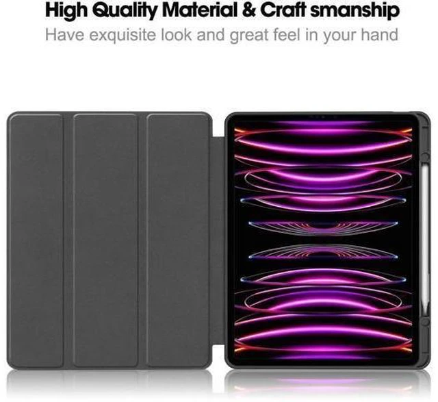 Alt view image 11 of 14 - Case for iPad Pro 12.9 Inch 2022/2021/2020/2018 (6th/5th/4th/3rd Gen), Slim Smart Stand Cover Protective Cover with Pencil Holder, Stand, Universal Stylus Pen,Support Pencil Charging Red