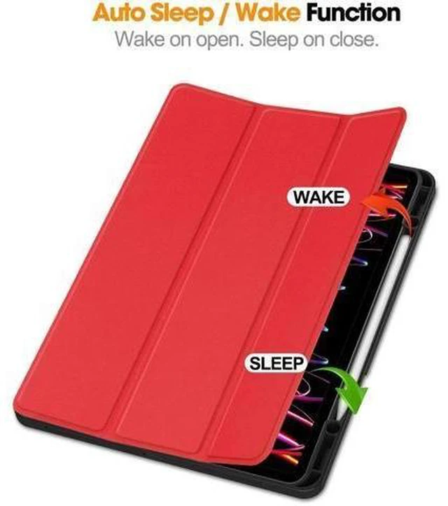 Alt view image 13 of 14 - Case for iPad Pro 12.9 Inch 2022/2021/2020/2018 (6th/5th/4th/3rd Gen), Slim Smart Stand Cover Protective Cover with Pencil Holder, Stand, Universal Stylus Pen,Support Pencil Charging Red