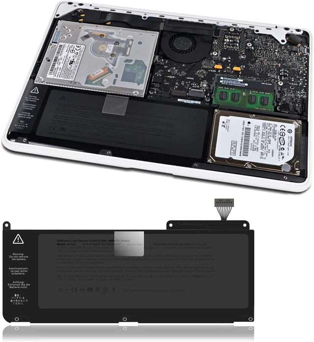 Alt view image 8 of 12 - BatPower A1331 Replacement Laptop Battery for Apple Late 2009 Mid 2010 MacBook 13.3 inch Unibody A1342 EMC 2350 A1342 EMC 2395 Battery MacBook Pro 13" A1342 Apple A1331 Battery 63.5Wh