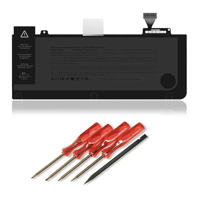 Alt view image 6 of 10 - BatPower A1322 Replacement Laptop Battery for Apple Mid 2009 2010 2012 Early 2011 Late 2011 MacBook Pro 13 A1278 EMC 2326 2351 2419 2554 2555 Battery MacBook Pro 13" A1278 Apple A1322 Battery 63.5Wh