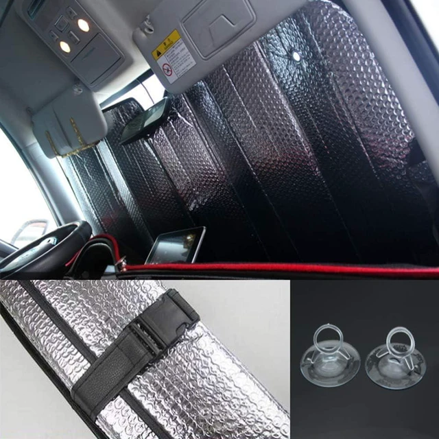 Alt view image 12 of 12 - Car Windshield Sunshade-Thicken 5-Layer Bubble Block Heat and Sun UV Rays, Front Windshield Sun Shade- Keeps Your Vehicle Cool - 58 x 27.5 Inch (New Silver)