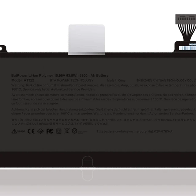 Alt view image 8 of 10 - BatPower A1322 Replacement Laptop Battery for Apple Mid 2009 2010 2012 Early 2011 Late 2011 MacBook Pro 13 A1278 EMC 2326 2351 2419 2554 2555 Battery MacBook Pro 13" A1278 Apple A1322 Battery 63.5Wh