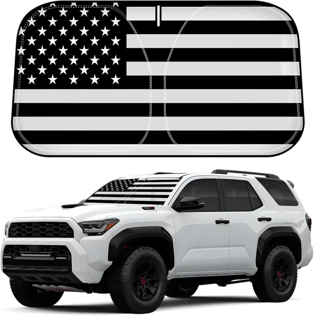 Alt view image 8 of 14 - D-Lumina Windshield Sun Shade for 2010-2025 Toyo-ta 4Runner Accessories, Front Window Sunshade American Flag Sun Visor Protector Sun Shield Block UV Rays Heat, Foldable 2 Layers 210T Material