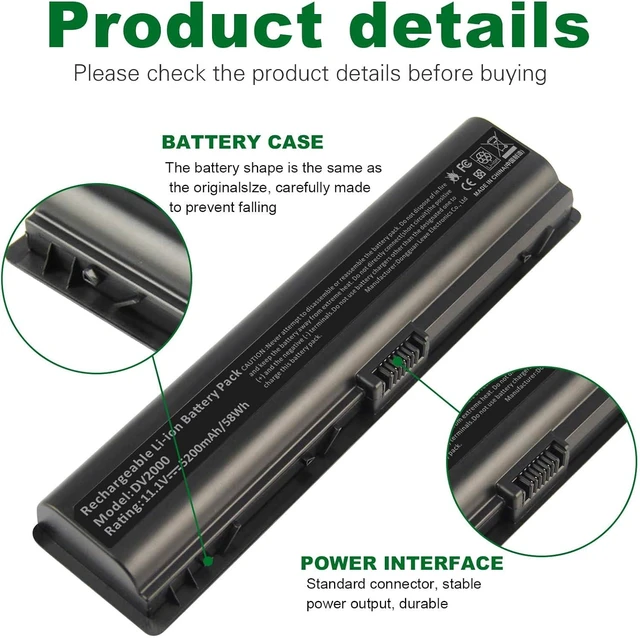Alt view image 10 of 14 - TREE.NB 10.8V 6 Cell Laptop Battery for HP Pavilion DV2000 DV2100 DV2200 DV2400 DV6000 DV6100 DV6300 DV6500 DV6700 Compaq Presario C700 Battery