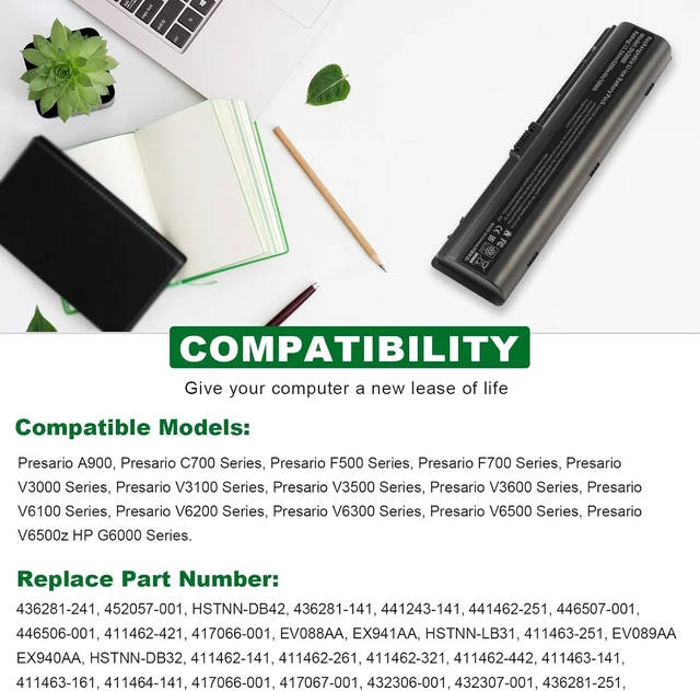 Alt view image 12 of 14 - TREE.NB 10.8V 6 Cell Laptop Battery for HP Pavilion DV2000 DV2100 DV2200 DV2400 DV6000 DV6100 DV6300 DV6500 DV6700 Compaq Presario C700 Battery