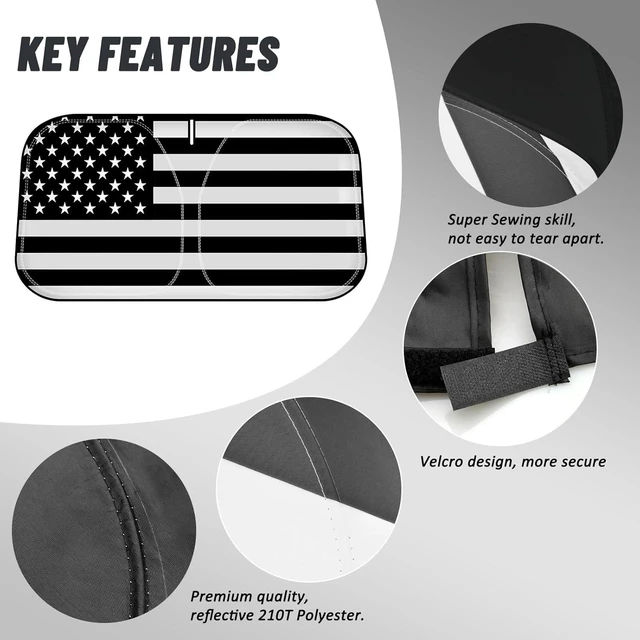 Alt view image 12 of 14 - D-Lumina Windshield Sun Shade for 2010-2025 Toyo-ta 4Runner Accessories, Front Window Sunshade American Flag Sun Visor Protector Sun Shield Block UV Rays Heat, Foldable 2 Layers 210T Material