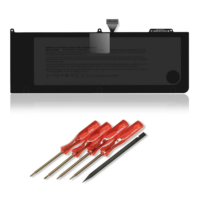 Alt view image 6 of 10 - BatPower A1382 Replacement Laptop Battery for Apple Early 2011 Late 2011 Mid 2012 MacBook Pro 15-inch A1286 EMC 2353-1 2556 2563 Battery MacBook Pro 15" Core i7 A1286 Apple A1382 Battery 77.5Wh
