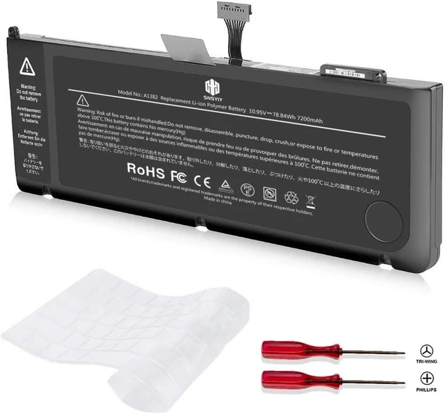 Alt view image 7 of 12 - A1382 Battery for MacBook Pro 15 inch A1286 Early 2011 Late 2011 Mid 2012 New Replacement Laptop Battery (7200mAh 10.95V/78.84Wh 25 Months Warranty)
