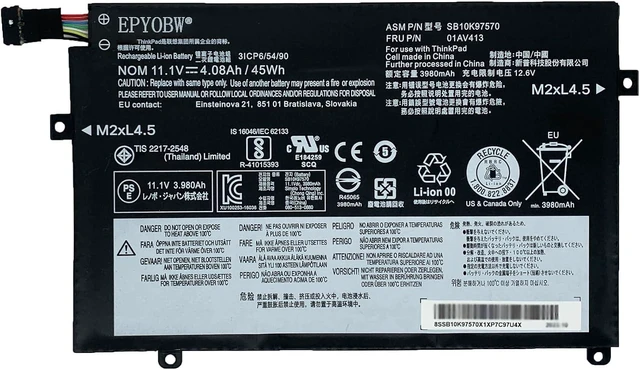 Alt view image 6 of 10 - 01AV413 Laptop Battery 45Wh 4080mAh 11.1V