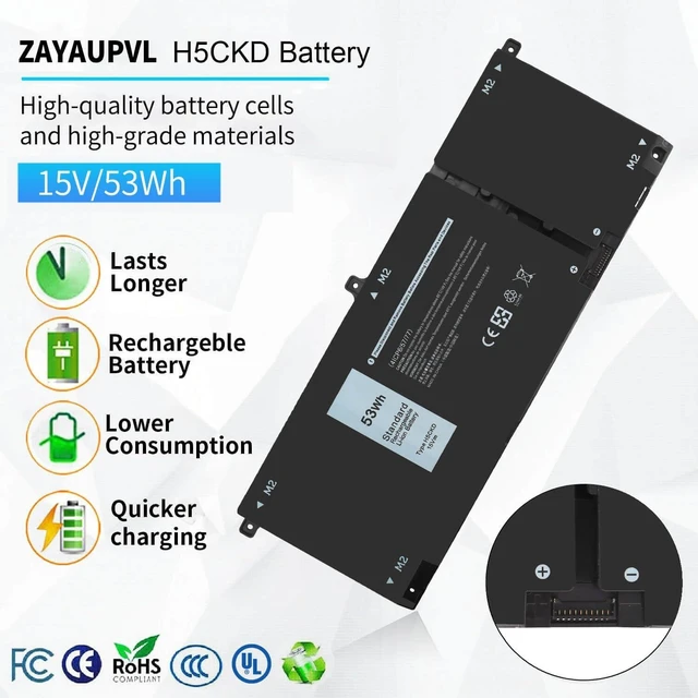 Alt view image 8 of 12 - H5CKD 53Wh Battery Replacement for Dell Inspiron 5300 5301 5401 5402 5408 5409 5501 5502 5508 5509,Inspiron 5400 5406 7405 7300 7306 7500 7506 2-in-1 Silver Latitude 3410 3510 Vostro 5502 15V
