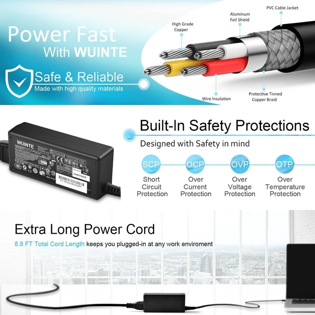 Alt view image 11 of 14 - USB C Laptop Charger Compatible with Dell Laptop Chromebook Charger 65W 45W USB Type C Fast Power Adapter