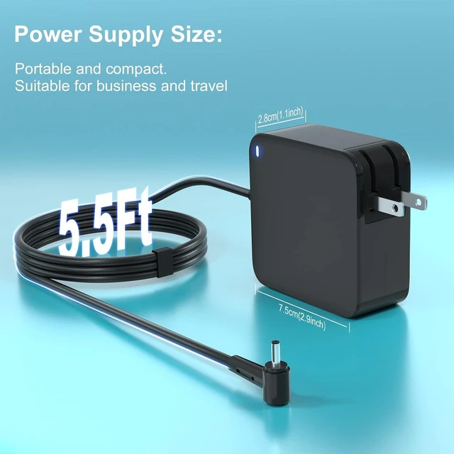 Alt view image 10 of 14 - Charger Compatible with Gateway Laptop GWTN156-2BL GWTN141-4BK GWNR71517-BL GWNC31514-BK, 19V 3.42A Power Supply Cord
