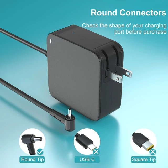 Alt view image 9 of 14 - Charger Compatible with Gateway Laptop GWTN156-2BL GWTN141-4BK GWNR71517-BL GWNC31514-BK, 19V 3.42A Power Supply Cord