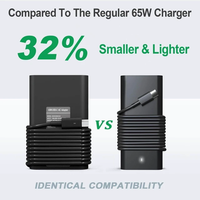 Alt view image 9 of 12 - 65W USB C Laptop Charger Compatible with Dell Laptop Charger USB C: Latitude 5520 5530 5540 5450 5420 3550 7420 Chromebook XPS 13 Dell Power Cord Type C