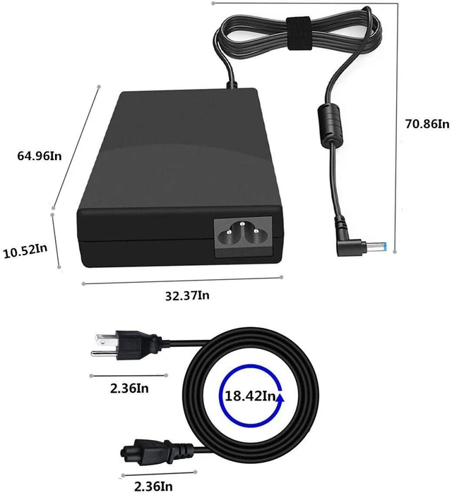 Alt view image 11 of 14 - 150W 135W AC Charger Compatible with HP Zbook 15 G3 G4 G5 G6, Pavilion 15 17/ADP-150XB B 19.5V 7.7A Zbook Gaming Laptop Adapter 4.5 * 3.0mm Blue tip