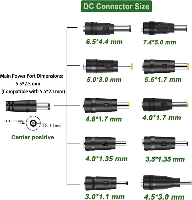 Alt view image 11 of 14 - Gonine 19V Laptop Charger, DC 19V 3.42A Power Supply Cord, 19Vdc 65W 60W 45W AC to DC Power Adapter Compatible for 19Volt Gateway Toshiba Acer Laptop, JBL Speaker, Samsung LG LCD Monitor.