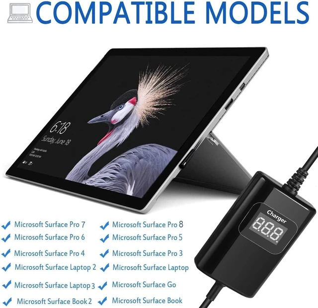 Alt view image 10 of 10 - Surface Pro Laptop Car Charger 65W 15V 4.5A Surface Car Charger Compatible with Surface Pro 9/8/7/6/5/4/3 Surface Laptop1/2/3/4/5 Surface Go1/2/3 Surface Book1/2/3
