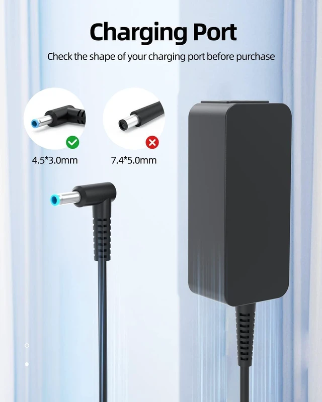 Alt view image 10 of 14 - 45W AC Charger Fit for HP 17-cp0xxx 17-cp1xxx 17-cp0000 17-cp1000 17-cp0025cl 17-cp0056 17-cp0076nr 17-cp1124od 17.3 inch 17-cp3047nr 17-cp3055cl 17-cp2124od Laptop PC Notebook Power Supply Cord