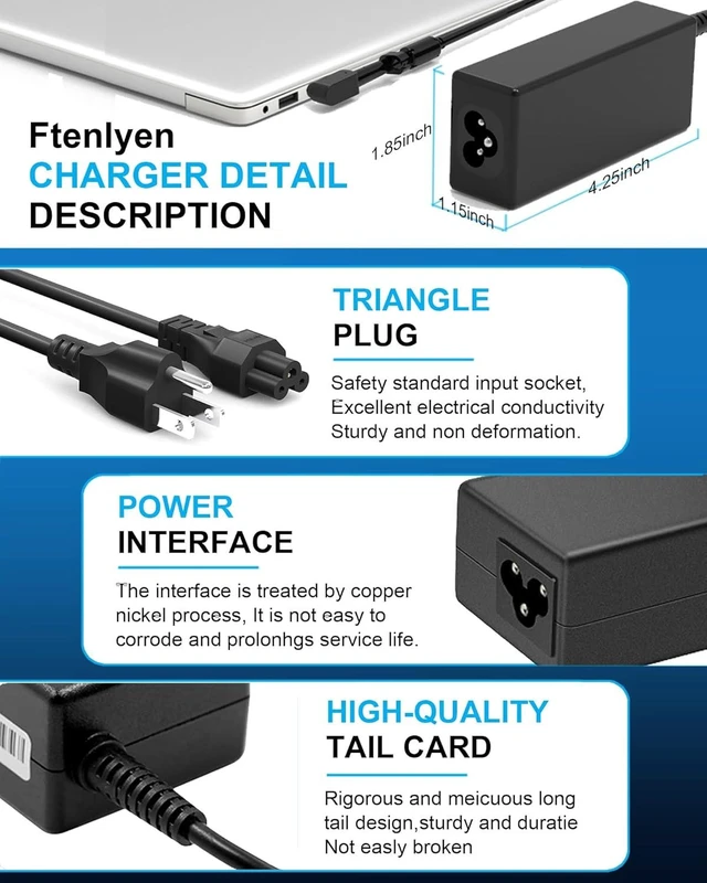 Alt view image 12 of 14 - 65W 45W Laptop Charger Compatible with Acer Aspire 3 5 Series A315 A515 A315-24P A315-59 A515-46 A515-45 N20C5 N15Q9 A315-24P-R7VH AG15-31P-3947 A315-23 A514-54 A515-56