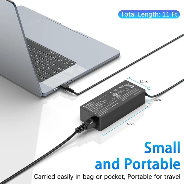 Alt view image 10 of 14 - 100W USB Type C Laptop Charger Universal Compatible with Lenovo, Acer, Dell, HP, Asus, Mac Book and More Devices, USB C Power Adapter