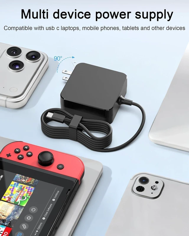 Alt view image 10 of 14 - Universal 65W USB C Charger Compatible with Lenovo, MacBook, ASUS, HP, Dell, Acer, Nintendo Switch, Steam Deck, ROG Xbox Ally and All Type C Devices, Foldable GaN PD3.0 Laptop Power Adapter