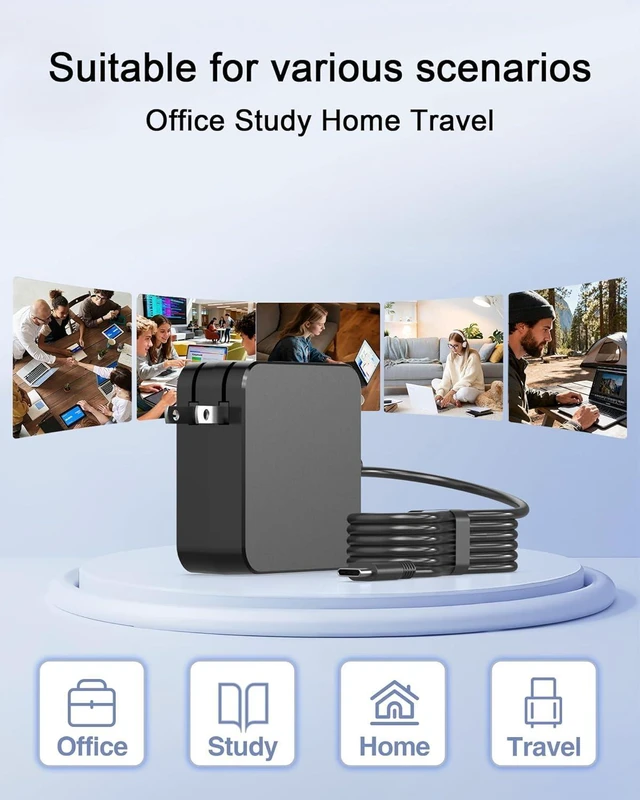 Alt view image 14 of 14 - Universal 65W USB C Charger Compatible with Lenovo, MacBook, ASUS, HP, Dell, Acer, Nintendo Switch, Steam Deck, ROG Xbox Ally and All Type C Devices, Foldable GaN PD3.0 Laptop Power Adapter