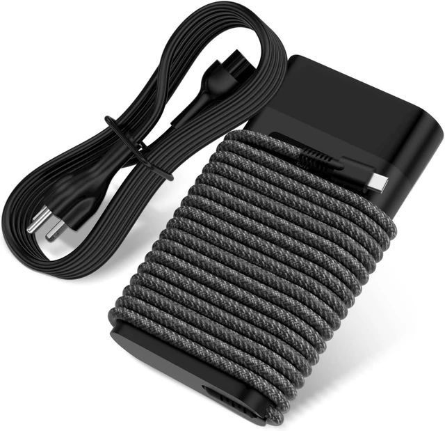 Alt view image 8 of 14 - New Slim HP 65W USB C Laptop Charger Replacement for HP Spectre x360, Envy, Chromebook, Elitebook x360, Pavilion, Elite x2 Travel Computer Type C AC Adapter Power Cord Braided