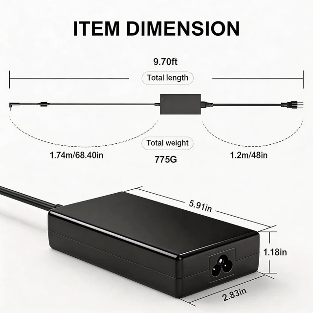 Alt view image 10 of 12 - 180W Laptop Charger Fit for MSI Katana GF66 GF76 Pulse GL66 GL76 Creator M16 Stealth 15M Crosshair Sword 15 17 A17-180P4B 20V 9A Power Adapter Supply Cord 4.5x3.0mm Tip